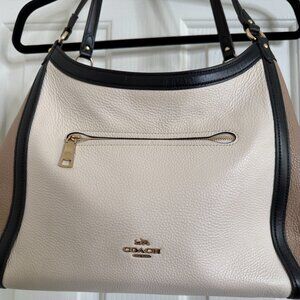 Coach Kristy Shoulder Satchel Leather Bag Colorblock Chalk Multi Gold C6828